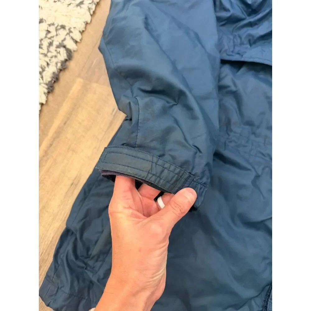Vtg Helly Hansen Packable Rain Jacket Blue Hooded Full Zip Pockets Men's M *Read